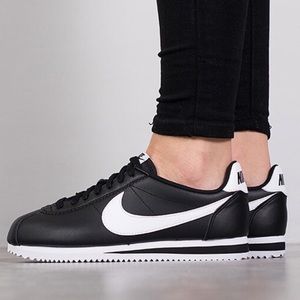 NIKE Basic Cortez Leather Sneakers Shoes Black